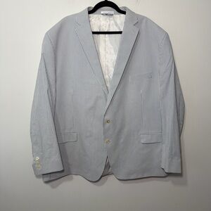 Lauren Ralph Lauren Blue White Seersucker Blazer Sport Coat Blazer Nautical 54R